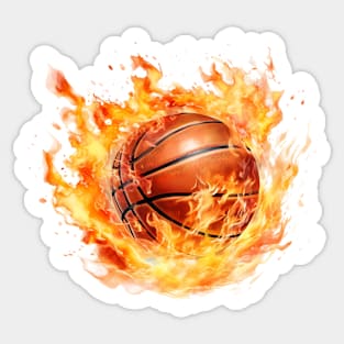 Flamming Basketball Watercolor Sticker